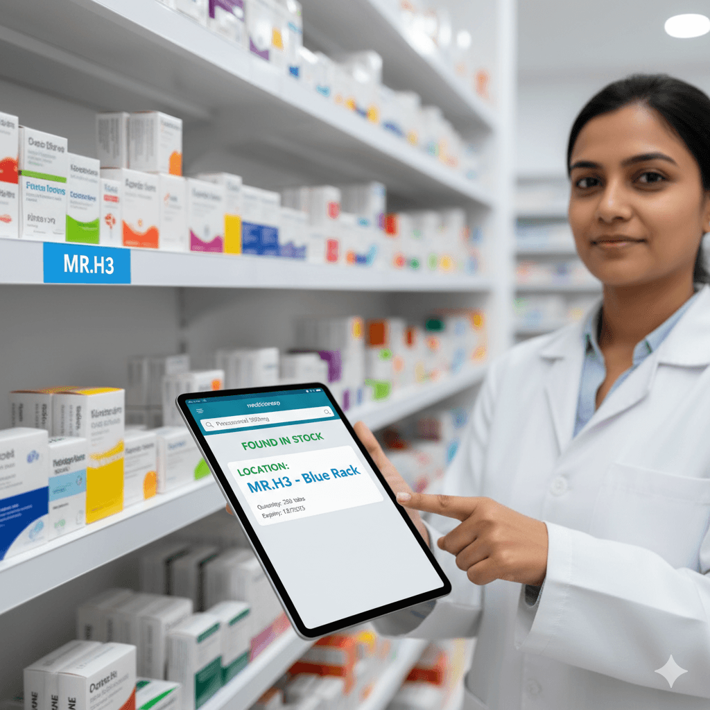 Digital inventory lookup showing the physical rack location